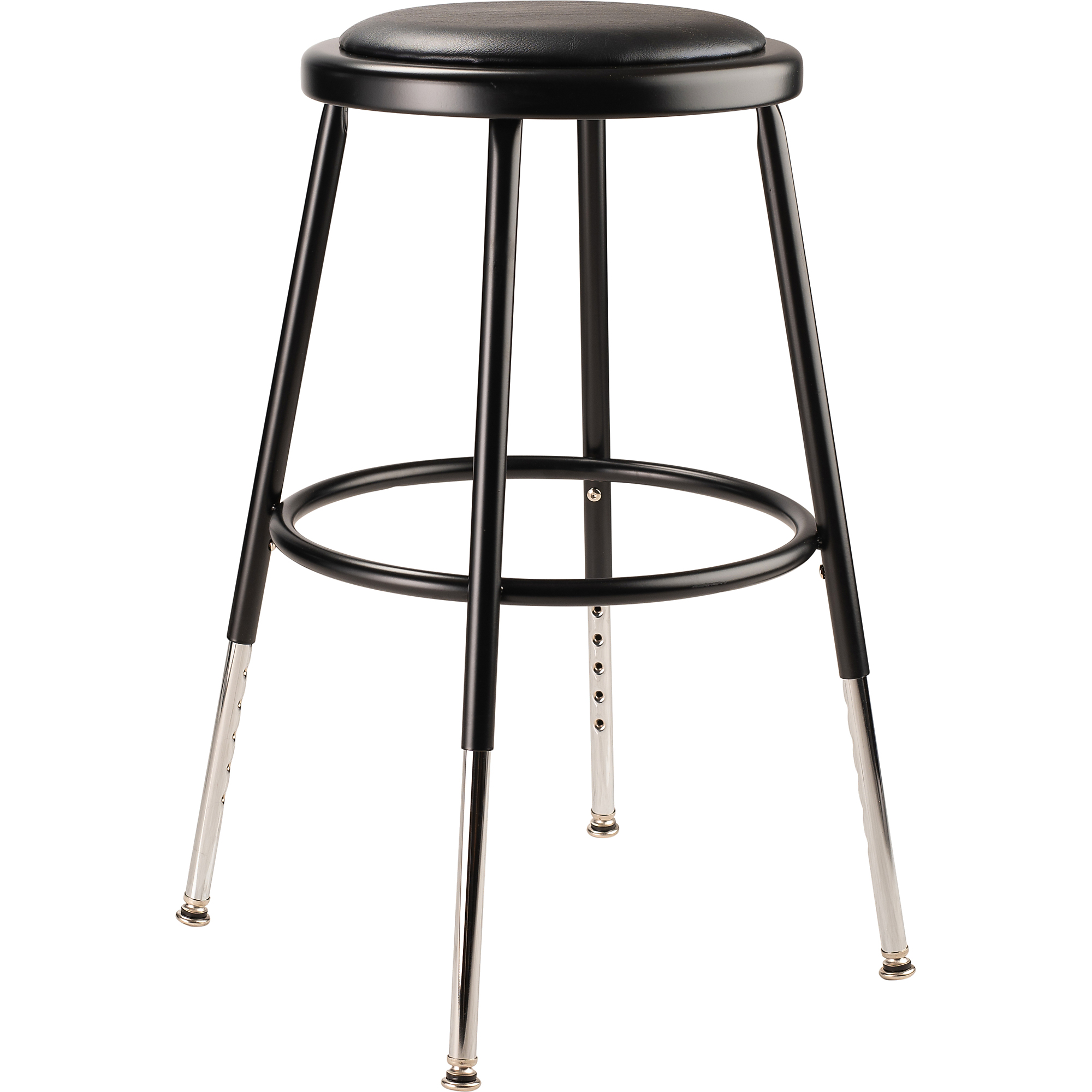 National Public Seating, 18.5 -26.5in.H Adjust Vinyl Steel Stool, Primary Color Black, Included (qty.) 1, Seating Type Office Stool, Model# 6418H-10